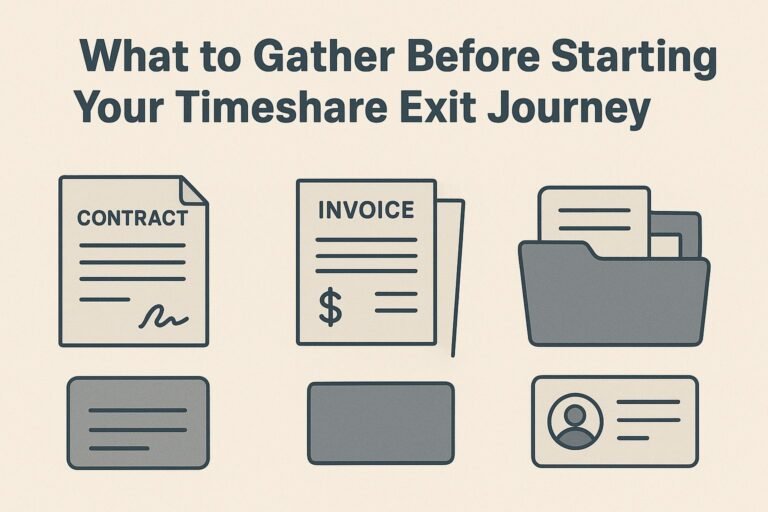 timeshare exit, timeshare exit documents, what to gather for timeshare exit, Help Me Exit